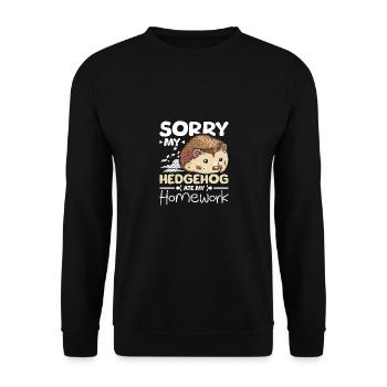 Désolé, mon hérisson a mangé mes devoirs - Sweat-shirt Unisexe - noir - Devant - Alina (178cm) & Michal (187cm)