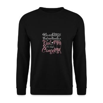 Ne sous-estimez jamais une fille qui joue de la conga - Sweat-shirt Unisexe - noir - Devant - Alina (178cm) & Michal (187cm)