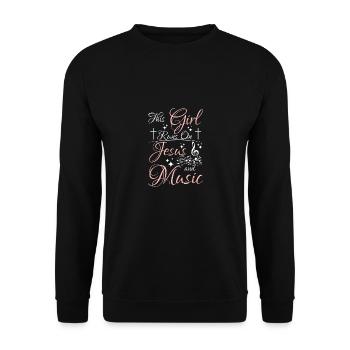 Cette fille court sur Jésus et la musique - Sweat-shirt Unisexe - noir - Devant - Alina (178cm) & Michal (187cm)