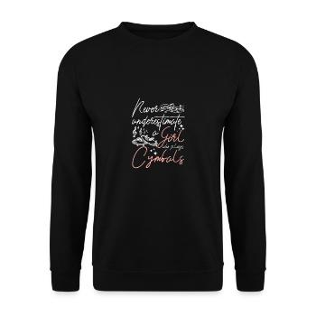 Never underestimate a girl who plays cymbals - Unisex Sweatshirt - black - Front - Alina (178cm) & Michal (187cm)