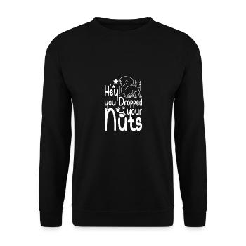 Funny Squirrel hey you dropped your nuts - Unisex Pullover - Schwarz - Vorne - Alina (178cm) & Michal (187cm)