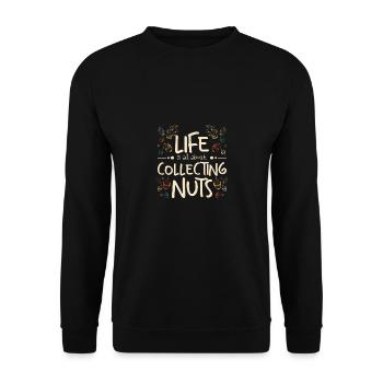 Funny autumn life is all about collecting nuts - Unisex Pullover - Schwarz - Vorne - Alina (178cm) & Michal (187cm)