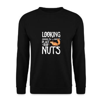 Funny Squirrel looking for a place to hide my nuts - Unisex Pullover - Schwarz - Vorne - Alina (178cm) & Michal (187cm)