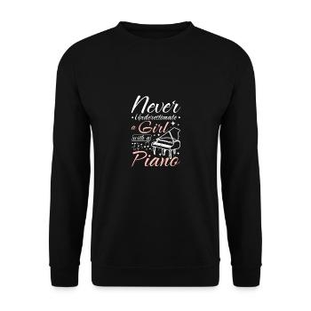 Never underestimate a girl with a piano - Unisex Sweatshirt - black - Front - Alina (178cm) & Michal (187cm)