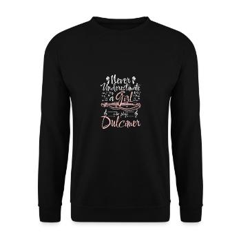 Never underestimate a girl who plays dulcimer - Unisex Sweatshirt - black - Front - Alina (178cm) & Michal (187cm)