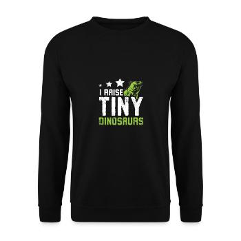 Iguana owner I raise tiny dinosaurs - Unisex Pullover - Schwarz - Vorne - Alina (178cm) & Michal (187cm)