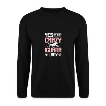 Yes I'm that crazy Iguana lady - Unisex Pullover - Schwarz - Vorne - Alina (178cm) & Michal (187cm)