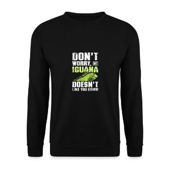 Don't worry my Iguana doesn't like you either - Unisex Pullover - Schwarz - Vorne - Alina (178cm) & Michal (187cm)