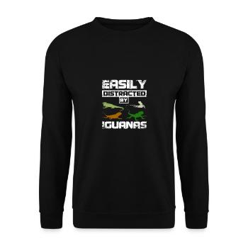 Easily distracted by Iguanas - Unisex Pullover - Schwarz - Vorne - Alina (178cm) & Michal (187cm)