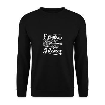 Dobro Guitar I Destroy Silence - Unisex Sweatshirt - black - Front - Alina (178cm) & Michal (187cm)