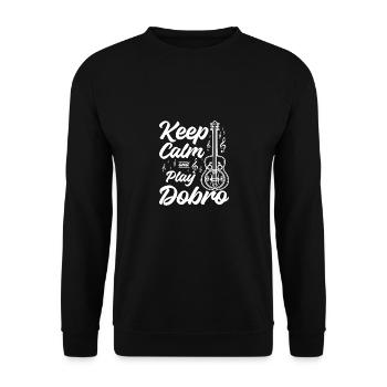 Keep calm and play Dobro - Unisex Sweatshirt - black - Front - Alina (178cm) & Michal (187cm)