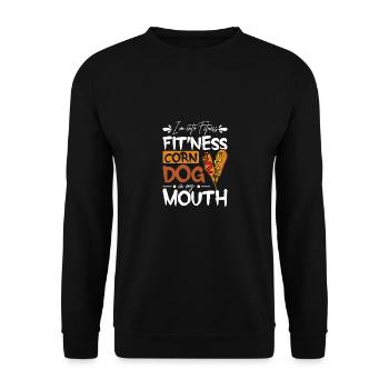 I'm into fitness Fit'ness Corn Dog in my mouth - Unisex Pullover - Schwarz - Vorne - Alina (178cm) & Michal (187cm)