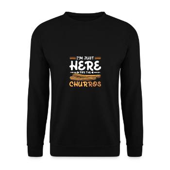 Je suis juste ici pour les churros - Sweat-shirt Unisexe - noir - Devant - Alina (178cm) & Michal (187cm)
