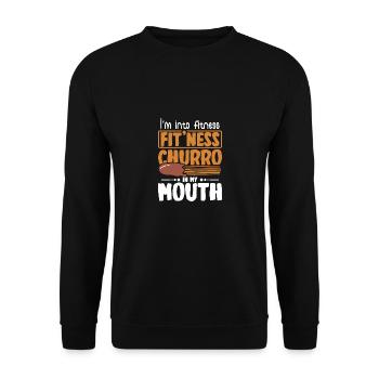 I'm into fitness Fit'ness Churro in my mouth - Unisex Sweatshirt - black - Front - Alina (178cm) & Michal (187cm)
