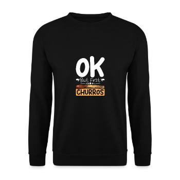 D’accord, mais d’abord les churros - Sweat-shirt Unisexe - noir - Devant - Alina (178cm) & Michal (187cm)