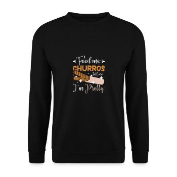 Feed me Churros tell me I'm pretty - Unisex Sweatshirt - black - Front - Alina (178cm) & Michal (187cm)