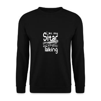 I let my Sitar do the talking - Unisex Pullover - Schwarz - Vorne - Alina (178cm) & Michal (187cm)