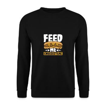 Feed me Cheesesteak - Unisex Pullover - Schwarz - Vorne - Alina (178cm) & Michal (187cm)