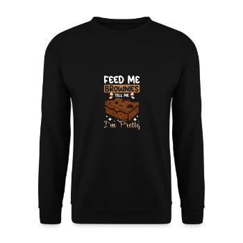 Feed Me Brownies Tell Me I'm Pretty - Unisex Pullover - Schwarz - Vorne - Alina (178cm) & Michal (187cm)