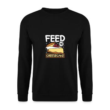 Feed me Cheesecake - Unisex Pullover - Schwarz - Vorne - Alina (178cm) & Michal (187cm)