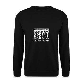 Touch me and your first krav maga lesson is free - Unisex Sweatshirt - black - Front - Alina (178cm) & Michal (187cm)