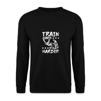 S’entraîner dur, combattre plus dur, Hapkido - Sweat-shirt Unisexe - noir - Devant - Alina (178cm) & Michal (187cm)