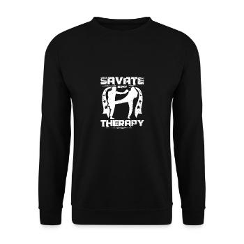 Savate is my therapy - Unisex Pullover - Schwarz - Vorne - Alina (178cm) & Michal (187cm)