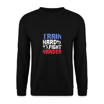 Train hard fight harder Savate - Unisex Sweatshirt - black - Front - Alina (178cm) & Michal (187cm)
