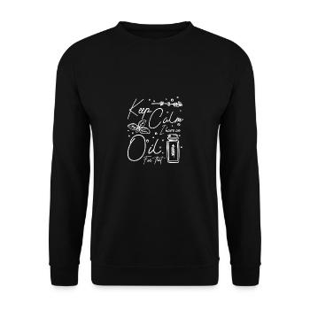 Restez calme j’ai une huile essentielle pour ça - Sweat-shirt Unisexe - noir - Devant - Alina (178cm) & Michal (187cm)