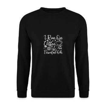 Je roule au café et aux huiles essentielles - Sweat-shirt Unisexe - noir - Devant - Alina (178cm) & Michal (187cm)