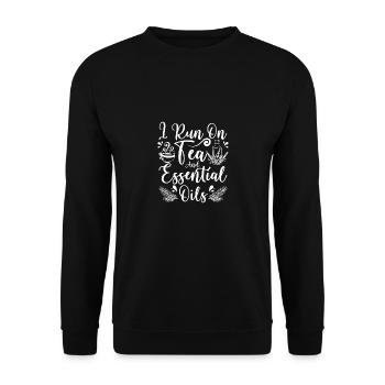 Je roule avec du thé et des huiles essentielles - Sweat-shirt Unisexe - noir - Devant - Alina (178cm) & Michal (187cm)