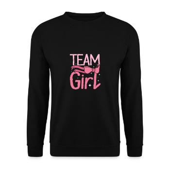 Gender Reveal Team girl - Unisex Pullover - Schwarz - Vorne - Alina (178cm) & Michal (187cm)