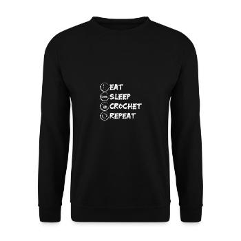 Eat sleep crochet repeat - Unisex Sweatshirt - black - Front - Alina (178cm) & Michal (187cm)