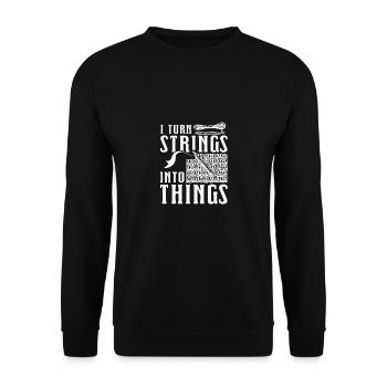 I turn strings into things Crochet - Unisex Sweatshirt - black - Front - Alina (178cm) & Michal (187cm)