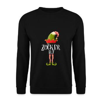 Der Zocker Elf Weihnachtliche Familien Designs - Unisex Pullover - Schwarz - Vorne - Alina (178cm) & Michal (187cm)