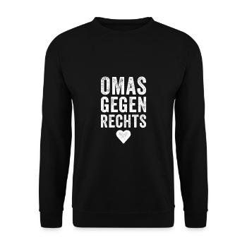 Gift Grannies Against Right Racism AFD Links - Unisex Sweatshirt - black - Front - Alina (178cm) & Michal (187cm)