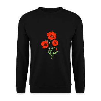 Mohnblume - Unisex Pullover - Schwarz - Vorne - Alina (178cm) & Michal (187cm)