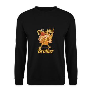 One Thankful Brother Turkey Family Matching Funny - Unisex Sweatshirt - black - Front - Alina (178cm) & Michal (187cm)