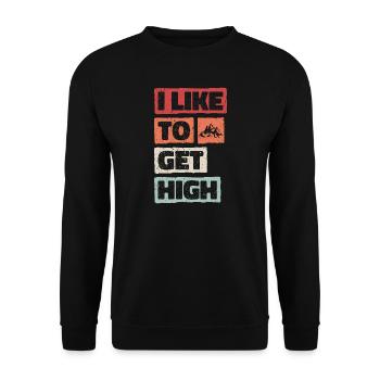 I Like To Get High. Wanderung Spaß Wandern Design - Unisex Pullover - Schwarz - Vorne - Alina (178cm) & Michal (187cm)