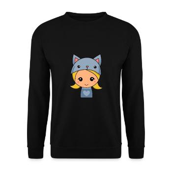 Kawaii Chibi Kawaii clothes Kawaii Sticker Manga - Unisex Pullover - Schwarz - Vorne - Alina (178cm) & Michal (187cm)