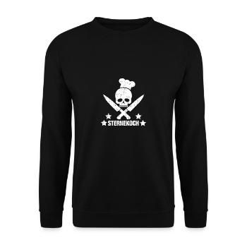 Skull als Sternekoch - Unisex Pullover - Schwarz - Vorne - Alina (178cm) & Michal (187cm)