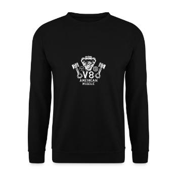 V8 American Muscle blanc - Sweat-shirt Unisexe - noir - Devant - Alina (178cm) & Michal (187cm)