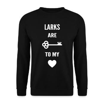 Lerchen sind der Schlüssel zu meinem Herzen - Unisex Pullover - Schwarz - Vorne - Alina (178cm) & Michal (187cm)