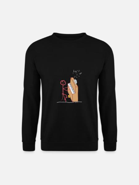 Frau spielt Klavier Strichmännchen Konzert - Unisex Pullover - Schwarz