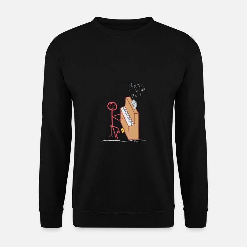 Frau spielt Klavier Strichmännchen Konzert - Unisex Pullover - Schwarz