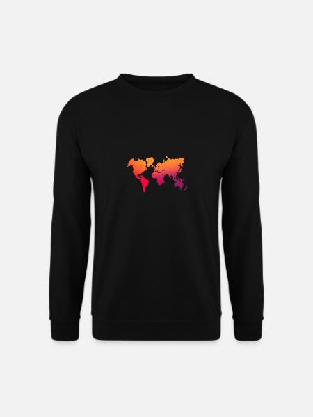 orange - rote Weltkarte - Unisex Pullover - Schwarz