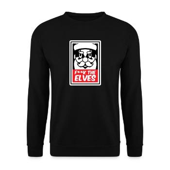 F**K DIE ELFEN - Mean Santa (Dunkle Variante) - Unisex Pullover - Schwarz - Vorne - Alina (178cm) & Michal (187cm)