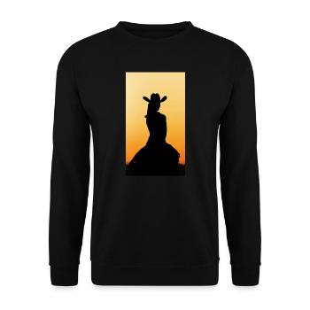 Western Rider Sunset - Unisex Sweatshirt - black - Front - Alina (178cm) & Michal (187cm)