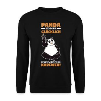 Panda - Unisex Pullover - Schwarz - Vorne - Alina (178cm) & Michal (187cm)