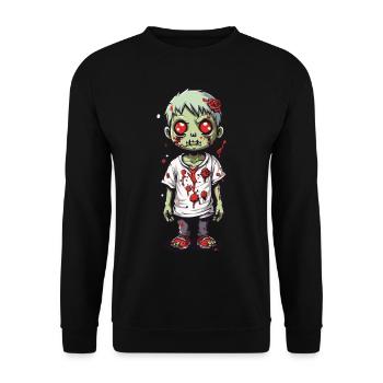 Chibi Zombie Cartoon Halloween Octobre Rire - Sweat-shirt Unisexe - noir - Devant - Alina (178cm) & Michal (187cm)